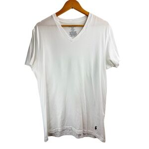 Polo Ralph Lauren Mens M Classic Fit V Neck Short Sleeve T Shirt White Pony Logo
